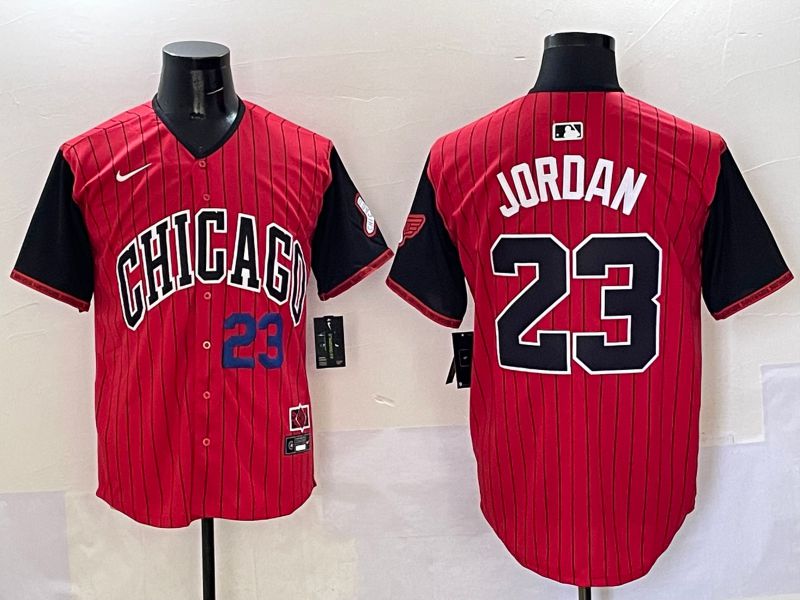 Men Chicago White Sox 23 Jordan Red Stripe Joint Name Nike 2025 MLB Jersey style 32